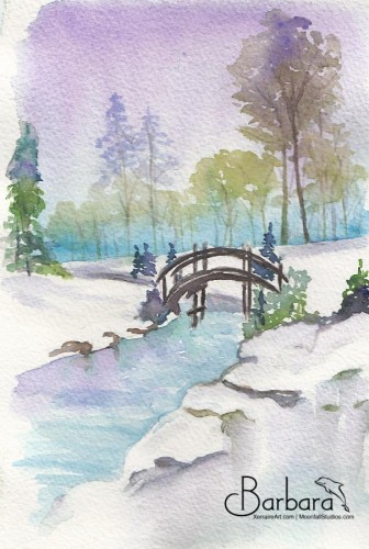 Bridge Snow Scene <BR>8½x6 <BR>$30