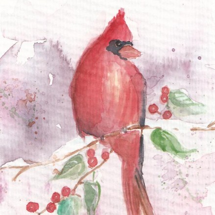 Cardinal-and-Berries <BR>6x6 <BR>$25