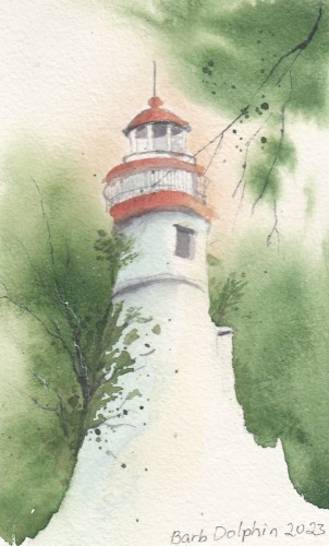Lighthouse Near The Woods <BR>5x7 <BR>$40