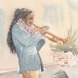 Street Trumpet Player <BR>8x6 <BR>$35