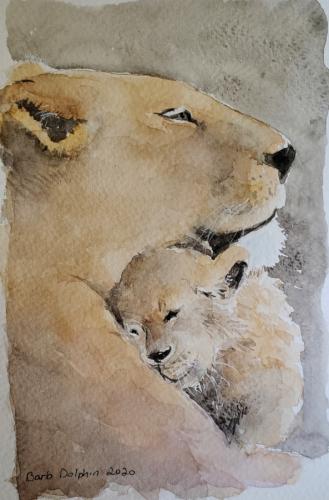 Lioness and cub (not for sale)