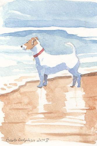 Dog at the Beach <BR>7½x5½ <BR>$30