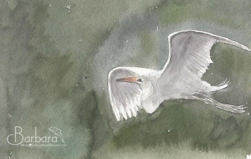 Flying Egret <BR>8x5½ <BR>$35