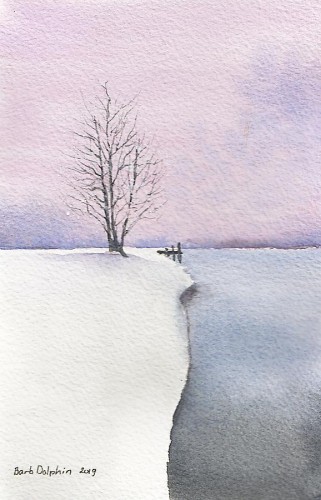 Peaceful Winter River <BR>8x5 <BR>$40
