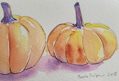 Watercolor Pumpkins <BR>5½x4 <BR>$20