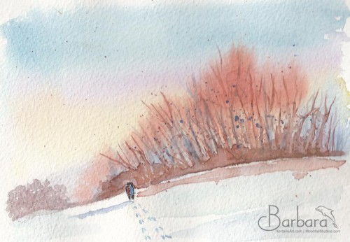 A Walk in the Winter Glow <BR>7½x5 <BR>$35