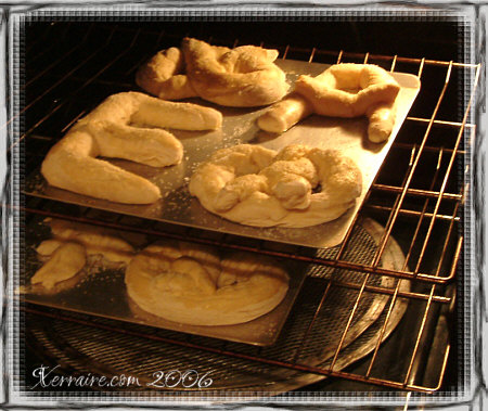 pretzels baking in the oven