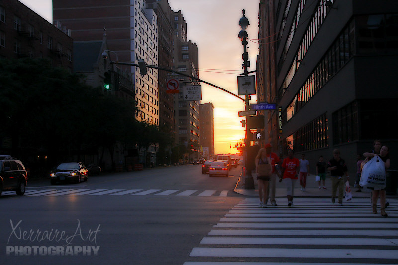 Lovely Sunset with the City Street